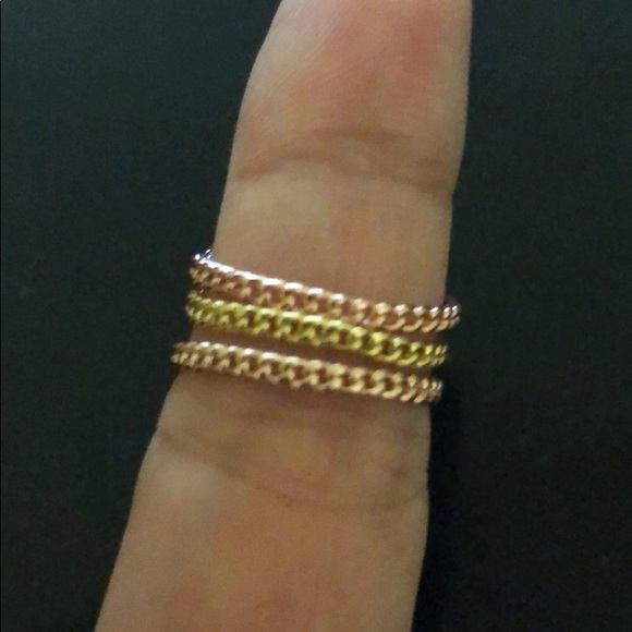 Bar chain midi ring set of 3 - Picture 2 of 2